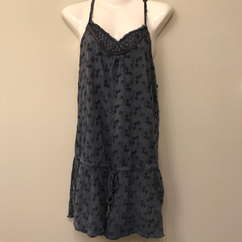 Sweet by Miss Me MEDIUM Romper Chambray Embroidery